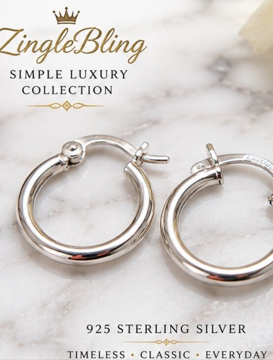 Jewelry - 925 Italy Sterling Silver Small Hoop Earrings Classic Polished Minimalist Light